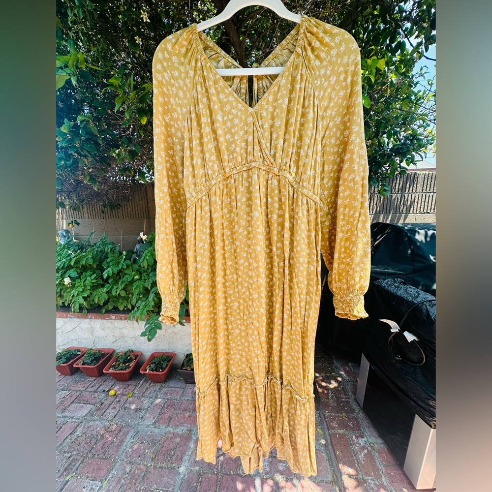 Sonoma Maternity Yellow Summer Dress Size Large Floral